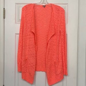 Charlotte Russe Coral Orange Waterfall Cardigan Sz XS